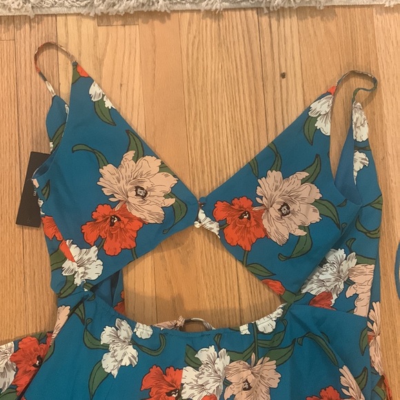 Lulus Teal Floral Wrap Dress - Picture 6 of 6